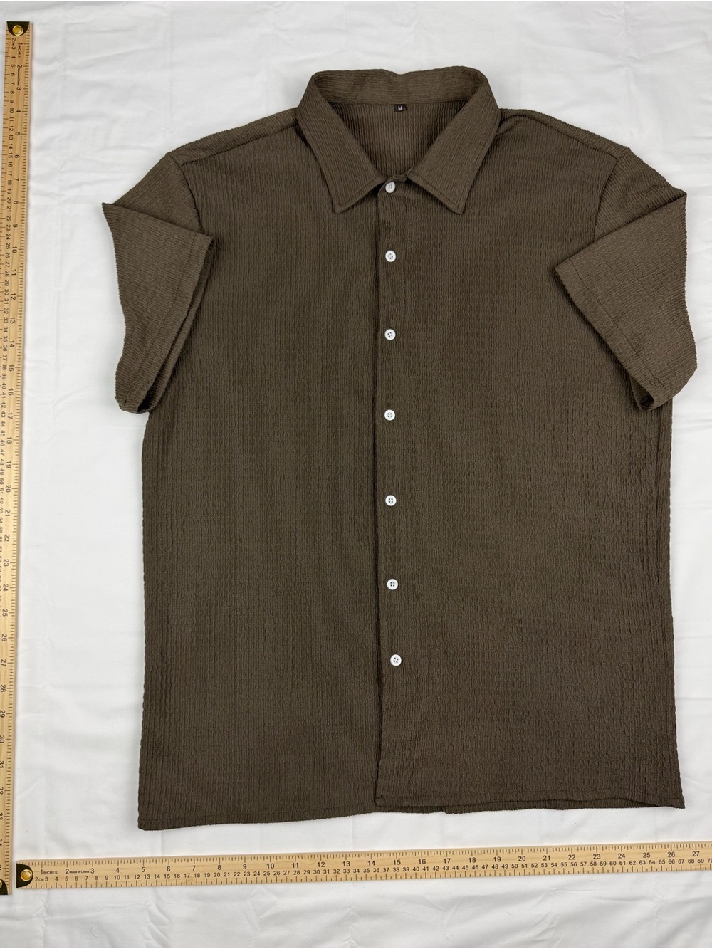 Casual Short-Sleeve Button-Down Shirt - Olive Green